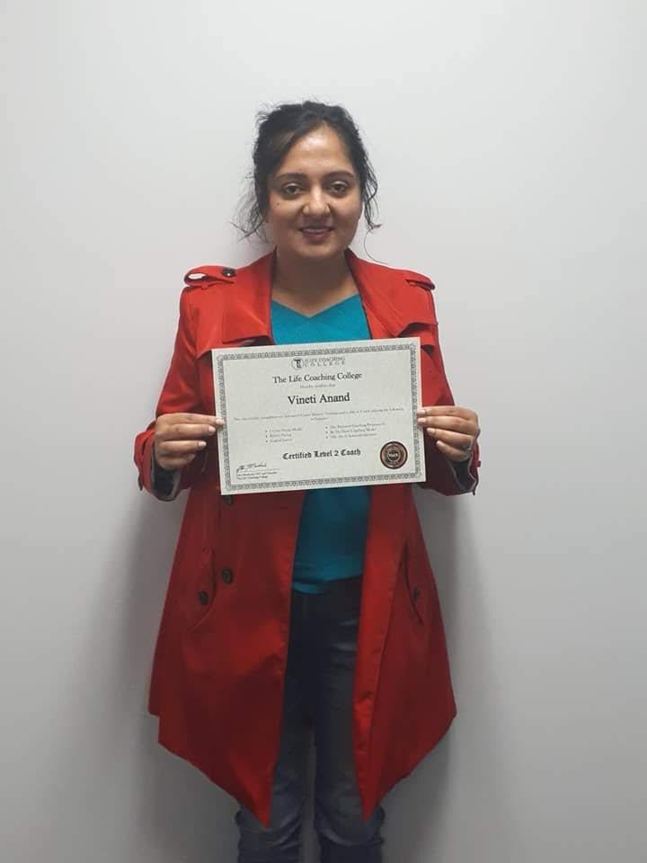 Vineti holding a Certified Level 2 Coach certificate